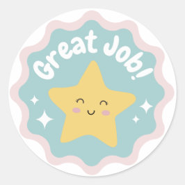 Adesivo Redondo Trabalho Colorido De Excelente De Pastel Cortado P