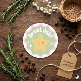 Adesivo Redondo Trabalho Colorido De Excelente De Pastel Cortado P