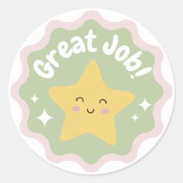 Adesivo Redondo Trabalho Colorido De Excelente De Pastel Cortado P