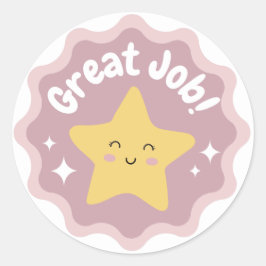 Adesivo Redondo Trabalho Colorido De Excelente De Pastel Cortado P