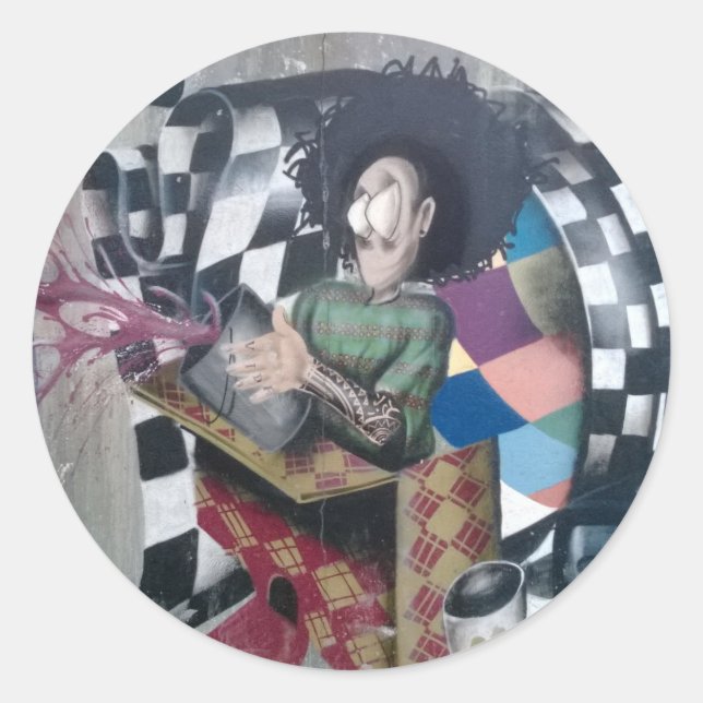 Adesivo Redondo Trabalho de arte abstrato Grafite (Frente)