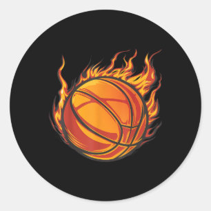 Adesivo Redondo Trabalho de arte de basquetebol, Lover Flaming Hot