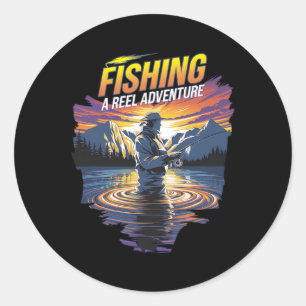 Adesivo Redondo Trabalho de arte De Pesca Engraçado Perfeito Para