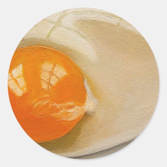 ADESIVO REDONDO TRABALHO DE ARTE DE REALISMO DE OVOS BRUTOS (Frente)