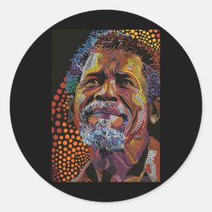 Adesivo Redondo Trabalho de arte de Retrato de Arte Dot Australian