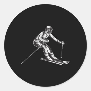 Adesivo Redondo Trabalho de arte Dinâmico De Skier Para Alojadores