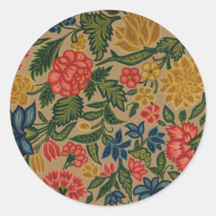 Adesivo Redondo Trabalho de arte do Jardim Floral Designer Vintage
