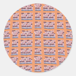 Adesivo Redondo Trabalho de arte único e elegante com padrão cardí