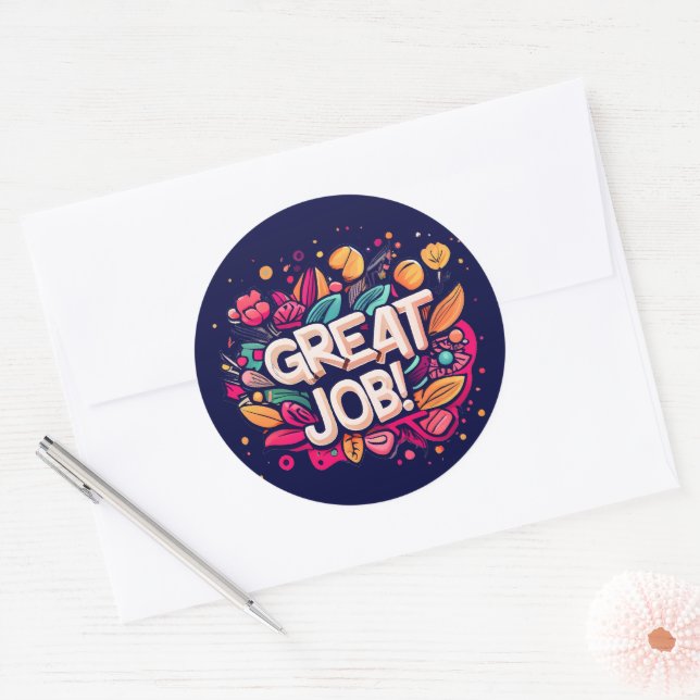 Adesivo Redondo Trabalho de excelente (Envelope)