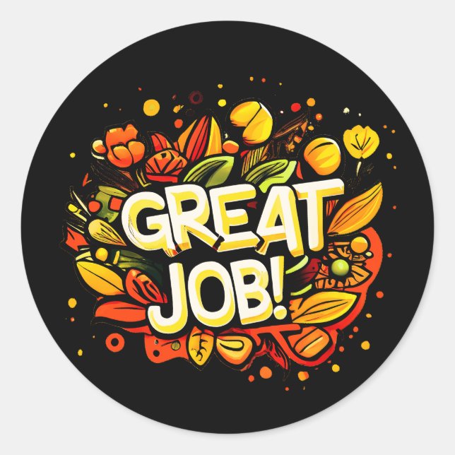 Adesivo Redondo Trabalho de excelente (Frente)