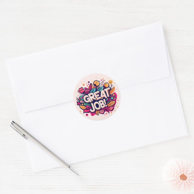 Adesivo Redondo Trabalho de excelente (Envelope)