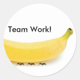 Adesivo Redondo Trabalho em Equipe Banana & Formigas - Engraçado