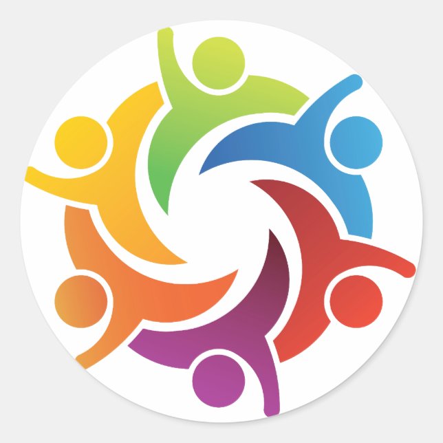 Adesivo Redondo Trabalho em equipe Sticker - SRF (Frente)