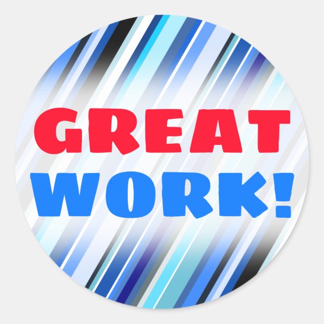 Adesivo Redondo "TRABALHO EXCELENTE!" + Várias Formas de Tiras Azu (Frente)