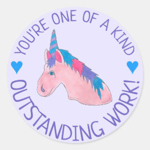 Adesivo Redondo Trabalho excepcional Único Um de um Unicórnio rosa