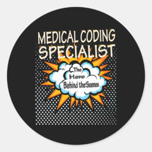 Adesivo Redondo Trabalho Herói Especialista em Codificação Médica