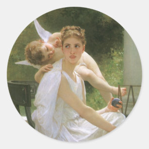 Adesivo Redondo Trabalho interrompido por Bouguereau, Angel Portra