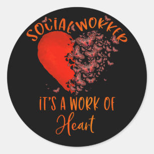 Adesivo Redondo Trabalho Social da Borboleta do Coração