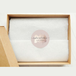 Adesivo Redondo Traço de Pincel Chic | Rosa de Faux Dourado na Ros