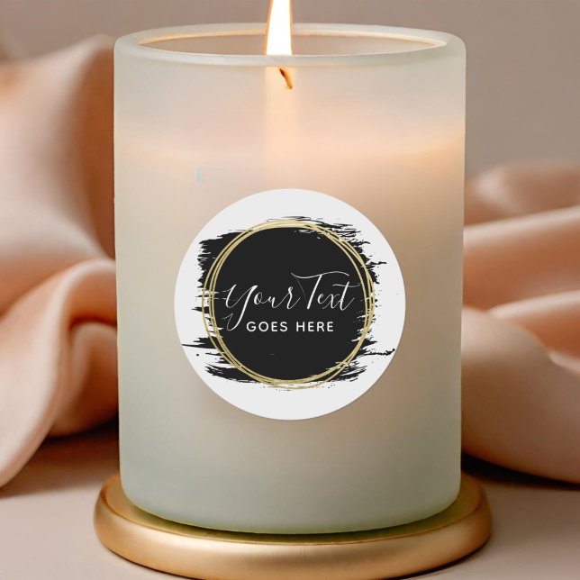 Adesivo Redondo Traço de Pintura Preta e Geométrico Moderno em Dou (Criador carregado)