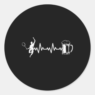 Adesivo Redondo Traço do Jogador de Badminton - Batimento Cardíaco