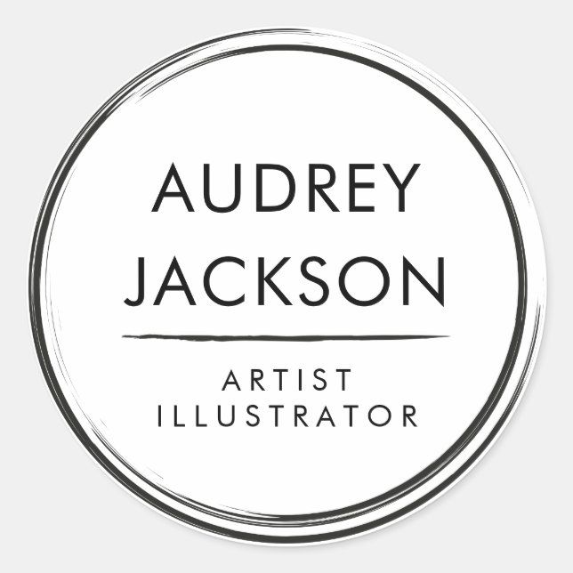 Adesivo Redondo Traço preto e branco moderno profissional (Frente)