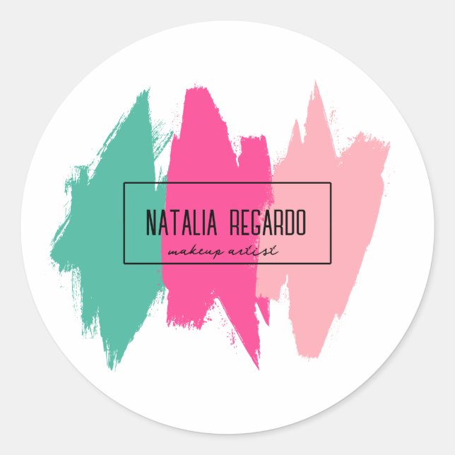 Adesivo Redondo Traços Coloridos Modernos do Pincel (Frente)