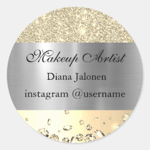 Adesivo Redondo Traços Dourados Marble Beauty Compra Rosa Spa Make