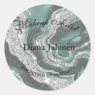 Adesivo Redondo Traços Dourados Marble Beauty Compra Rosa Spa Make