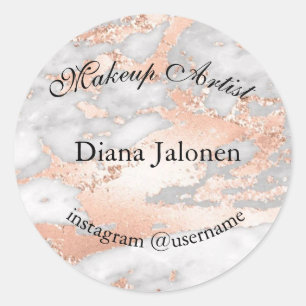 Adesivo Redondo Traços Dourados Marble Beauty Compra Rosa Spa Make