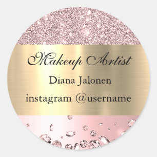 Adesivo Redondo Traços Dourados Marble Beauty Compra Rosa Spa Make