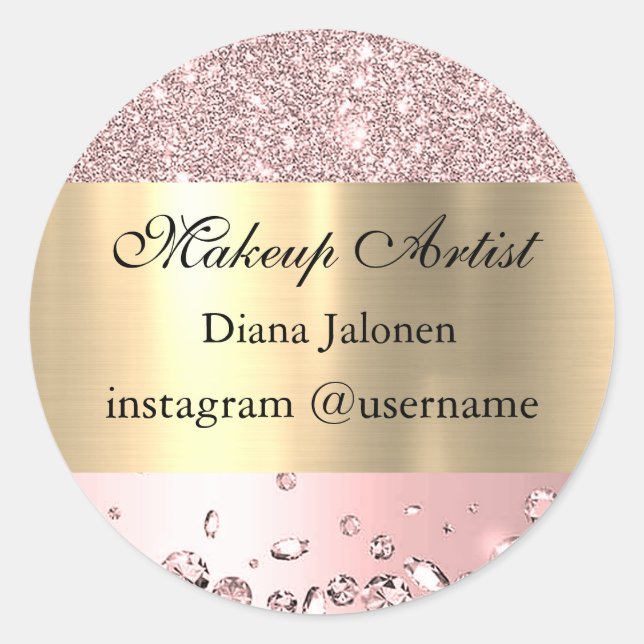 Adesivo Redondo Traços Dourados Marble Beauty Compra Rosa Spa Make (Frente)