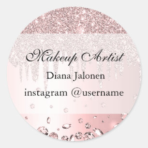 Adesivo Redondo Traços Dourados Marble Beauty Compra Rosa Spa Make