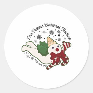 Adesivo Redondo Tradição de Natal de New Orleans Mr Bingle Bonecos