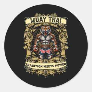 Adesivo Redondo Tradição Encontra Poder - Kickboxing E Muay Thai F