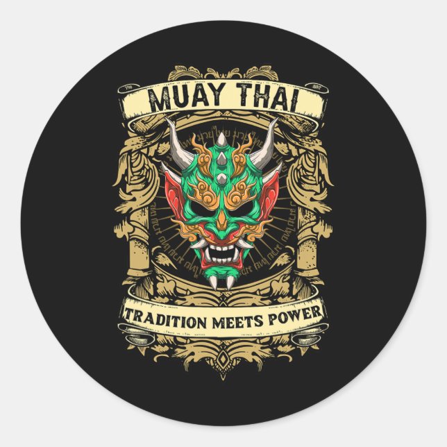 Adesivo Redondo Tradição Encontra Poder - Kickboxing E Muay Thai O (Frente)