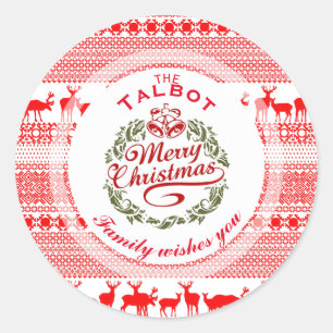 Adesivo Redondo Tradicional do FELIZ NATAL personalizado em volta