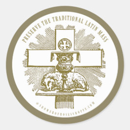 Adesivo Redondo Tradicional Latim Massa Dourada Lamb de Deus Altar