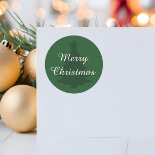 Adesivo Redondo Tradicional - Verde Escuro - Vinheta de Natal Feli