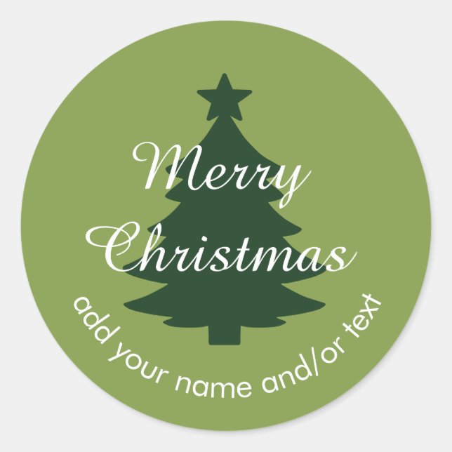 Adesivo Redondo Tradicional - Vinheta de Natal Personalizada Verde (Frente)