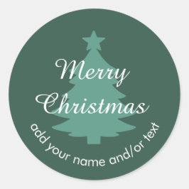 Adesivo Redondo Tradicional - Vinheta de Natal Verde Teal