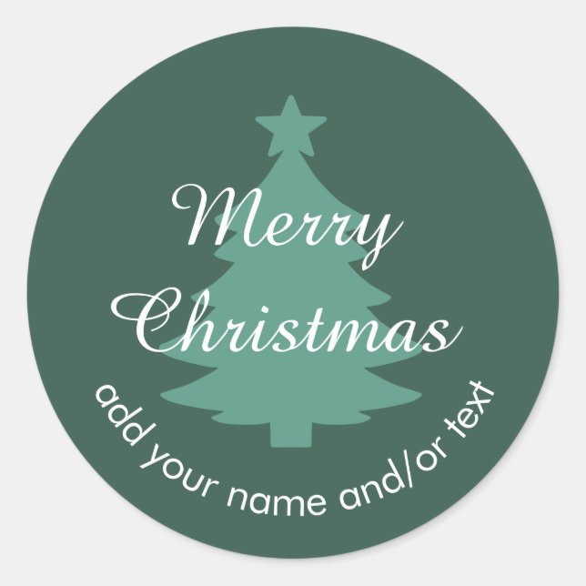 Adesivo Redondo Tradicional - Vinheta de Natal Verde Teal (Frente)