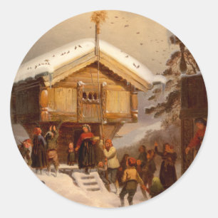 Adesivo Redondo Tradições de Natal Juleskikk Norweigan