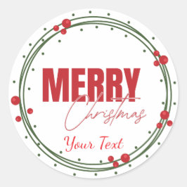 Adesivo Redondo Traditional Custom Round Merry Christmas Label