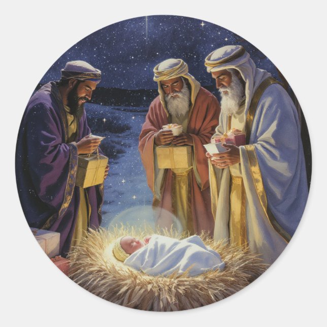 Adesivo Redondo Traditional Three Wise Men Nativity (Frente)