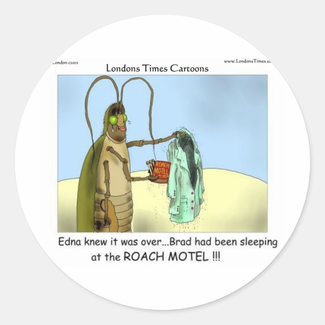 Adesivo Redondo Tragédia @ Roach Motel Oferece Camisetas Cartões D (Frente)