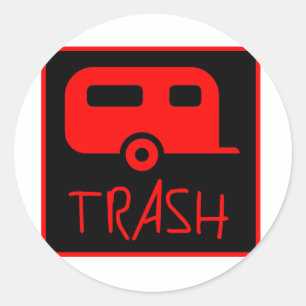 Adesivo Redondo Trailer White Park Trash Pobre Buraco Vermelho