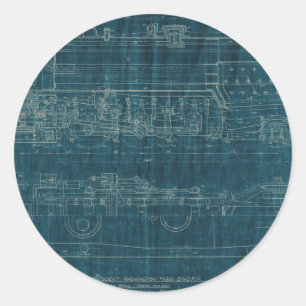 Adesivo Redondo Train Blueprint I