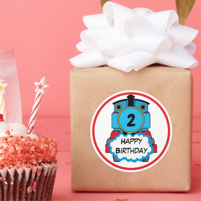 Adesivo Redondo Train Happy Birthday round Sticker (Festa)