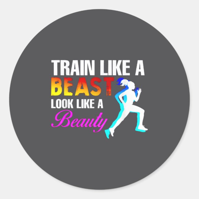 Adesivo Redondo Train Like A Look Like A Beauty Fitness  (Frente)